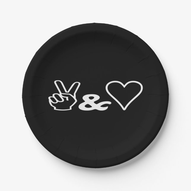 Frieden und Liebe Pappteller (Vorderseite)