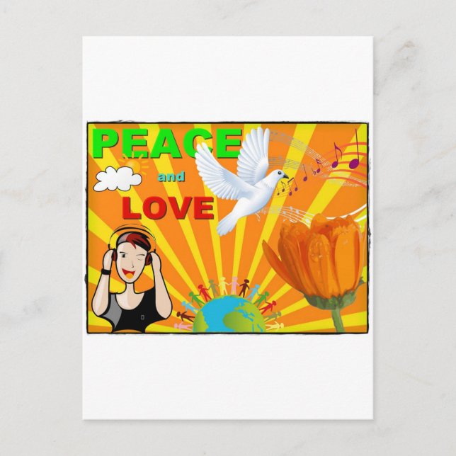 Frieden und Liebe Postkarte (Vorderseite)