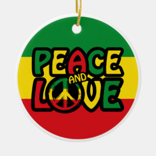 FRIEDEN und LIEBE, Reggae-Stil Keramik Ornament