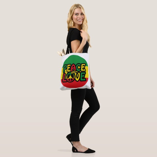 FRIEDEN und LIEBE, Reggae-Stil Tasche (Am Model)