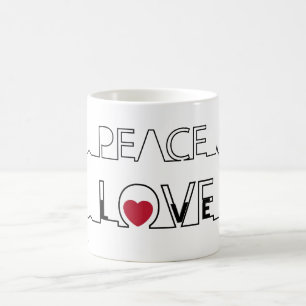 Frieden und Liebe Rotes Herz Kaffee Cup Tasse