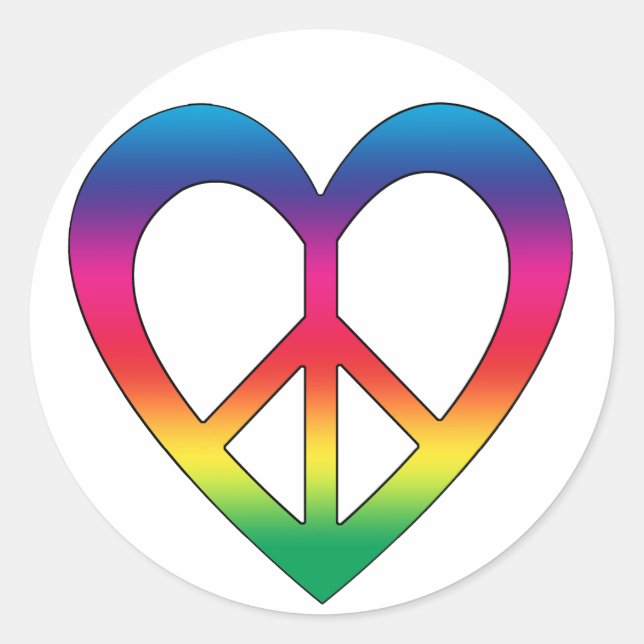 Frieden und Liebe Runder Aufkleber (Vorderseite)