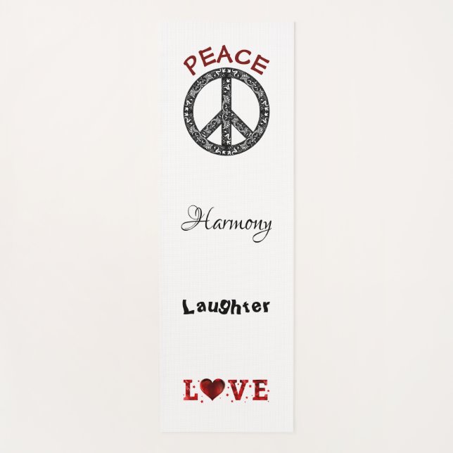 Frieden und Liebe Schwarz/Weiß Yoga Mat Yogamatte (Vorderseite)