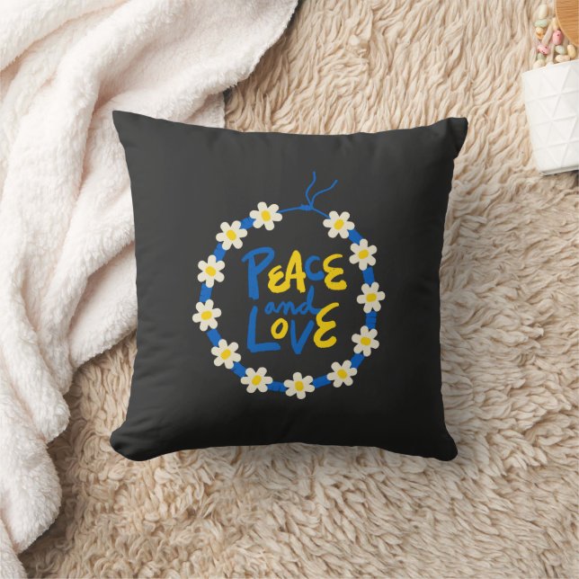 Frieden und Liebe Ukraine Blume Kranz Kissen (Decke)