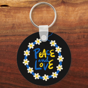 Frieden und Liebe Ukraine Blume Kranz Schlüsselanhänger
