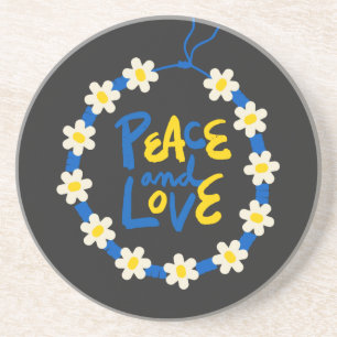 Frieden und Liebe Ukraine Blume Wreath Sandstone Getränkeuntersetzer