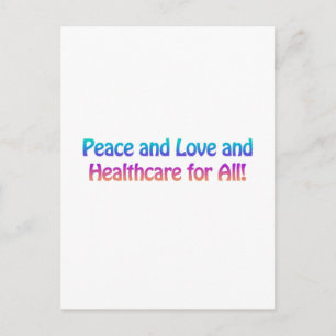 Frieden und Liebe und Gesundheitsfürsorge für alle Postkarte