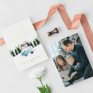 Frieden und Liebe Vintag Van Christmas Foto Folien Feiertagskarte