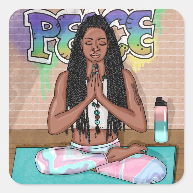 Frieden und Meditation Städtische Kunst Quadratischer Aufkleber (Vorderseite)