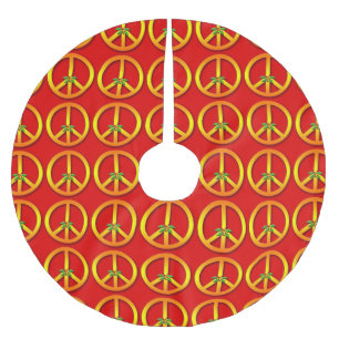 Frieden und Stechpalmen-Weihnachtsbaum-Rock Polyester Weihnachtsbaumdecke