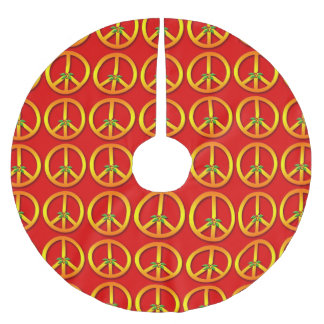 Frieden und Stechpalmen-Weihnachtsbaum-Rock Polyester Weihnachtsbaumdecke
