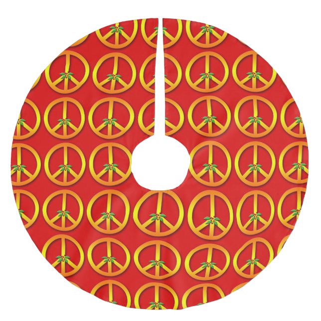 Frieden und Stechpalmen-Weihnachtsbaum-Rock Polyester Weihnachtsbaumdecke (Vorderseite)