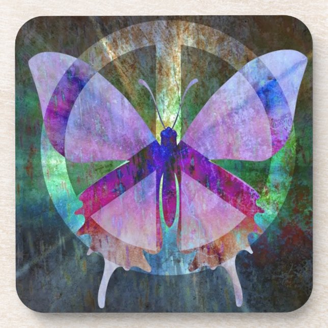 Frieden-Voller Schmetterling Untersetzer (Vorderseite)