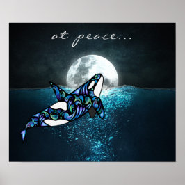 Frieden ~ Vollmond Psychedelic Trippy Orca Whale Poster