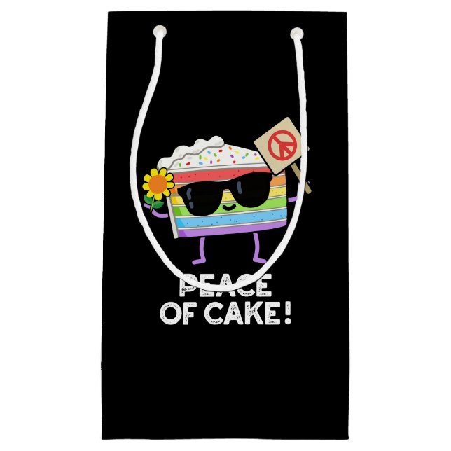 Frieden von Kuchen Funny Food Pun Dark BG Kleine Geschenktüte (Vorderseite)
