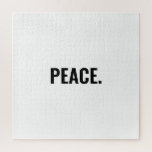 Frieden weißer und schwarzer Text minimalistisch A<br><div class="desc">Frieden schwarz-weiß Text minimalistisch Anti-Krieg einfache moderne elegante Puzzle Puzzle. Benutzerdefinierter schwarzer Text auf weißem,  solidem Hintergrund. Alle Farben können bearbeitet werden.</div>