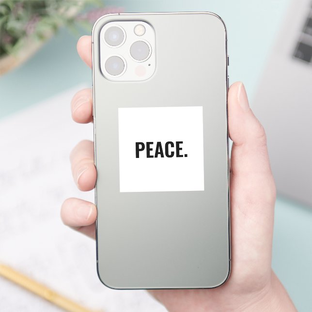 Frieden weißer und schwarzer Text minimalistisch A Aufkleber (Telefon)