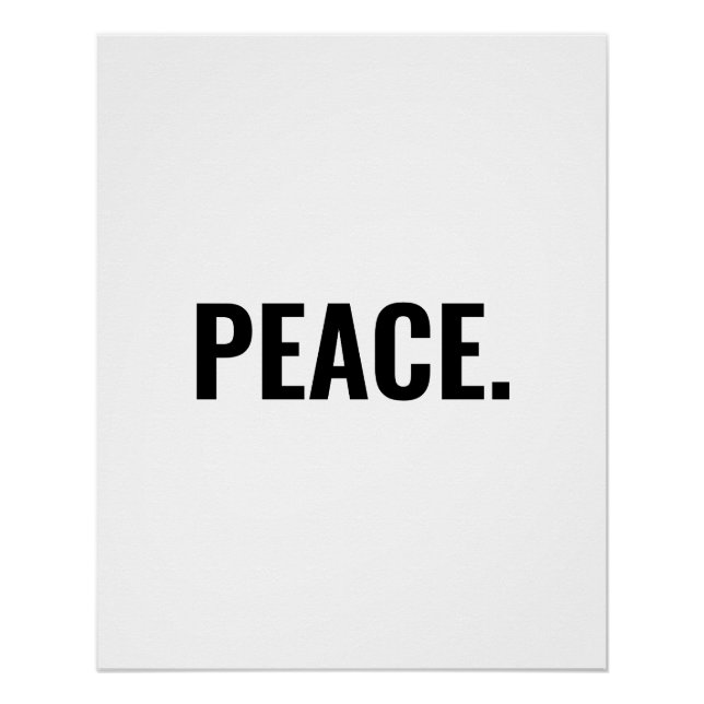 Frieden weißer und schwarzer Text minimalistisch A Poster (Vorderseite)