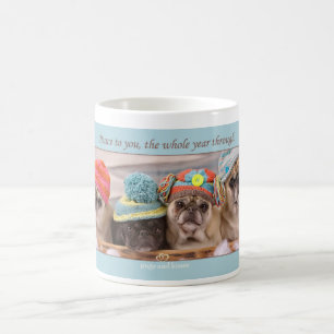 Frieden zu Ihnen Winter-Mops-Tasse durch Möpse un Kaffeetasse