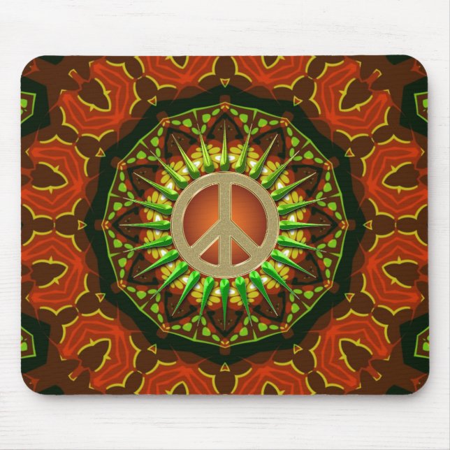 Friedens-Batik-Blumen-Geometrie-Mauspad Mousepad (Vorne)