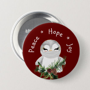 Friedens Hoffnung Freude Maskierter Pinguin Button