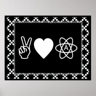 Friedens-Liebe Atheismus Poster