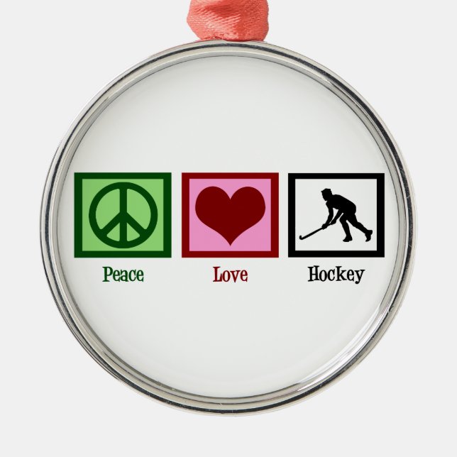 Friedens-Liebe-Feldhockey Ornament Aus Metall (Vorne)