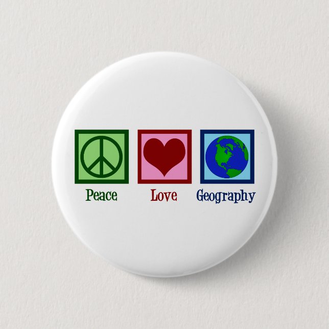 Friedens-Liebe-Geografie-Lehrer Weltkarte Button (Vorderseite)
