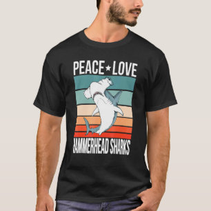 Friedens Liebe Hammerhai Haie Retro Art Hammer Fis T-Shirt