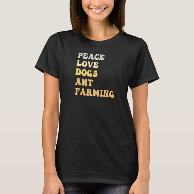 Friedens-Liebe Hunde und Landwirtschaft Retro T-Shirt (Vorderseite)