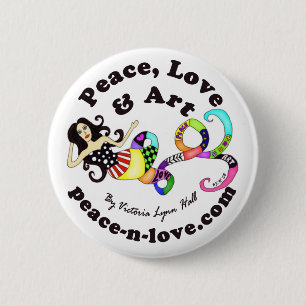 Friedens-, Liebe-u. Kunst-Meerjungfrau-fördernder Button