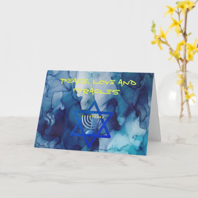 FRIEDENS-LIEBE UND MIRACLES-Urlaub-HANUKKAH-Karte Karte (Gelbe Blume)