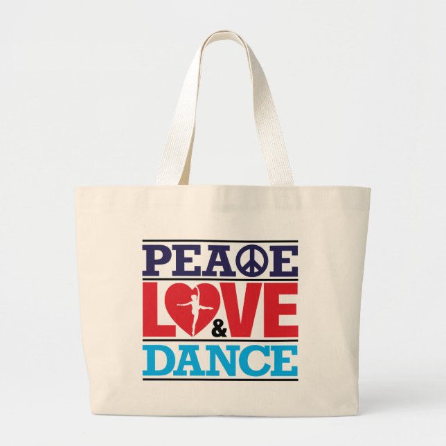 Friedens-, Liebe-und Tanz-Tasche Jumbo Stoffbeutel (Vorne)