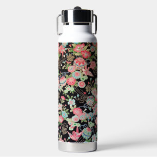 Friedens-Orizuru und Blume, japanisches Design Trinkflasche
