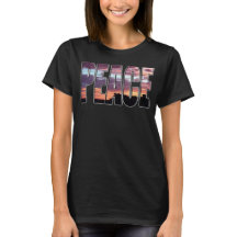 Friedens-Sonnenuntergangs-Buchstaben-T-Shirt