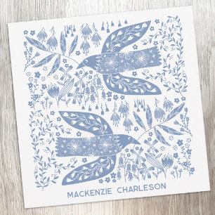 Friedens-Taube Blaue Vogel Personalisierter Name Mitteilungskarte