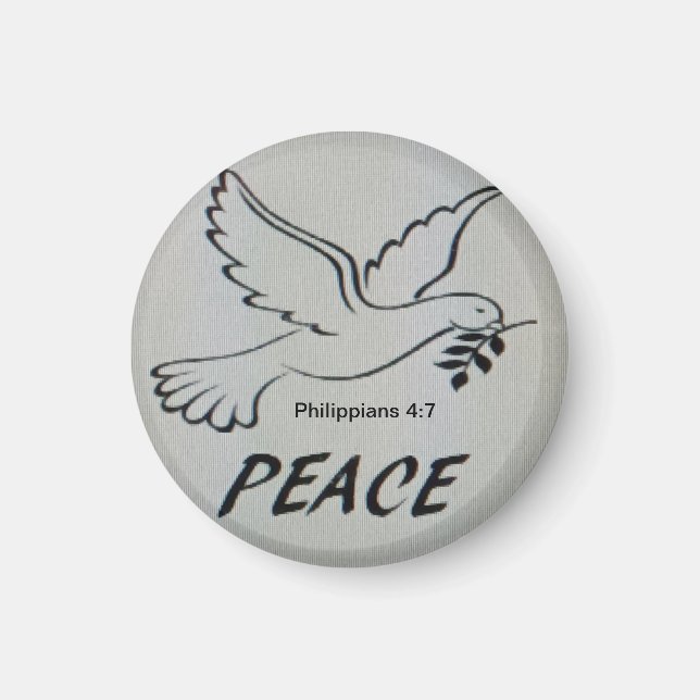 Friedens-Tauben-Button mit Schrift Magnet (Vorne)