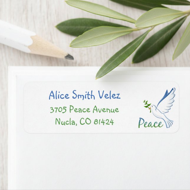 Friedens-Tauben-Rücksende-Adressetiketten (Peace dove return address labels.)
