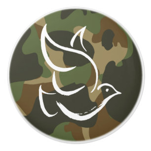 Friedens-Tauben-Symbol Zeichen - Hippie Khaki-Tarn Keramikknauf
