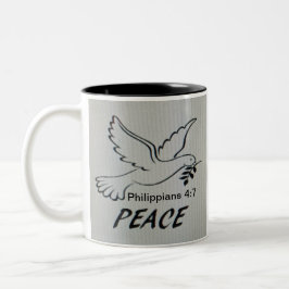Friedens-Tauben-Tasse mit Schrift Zweifarbige Tasse