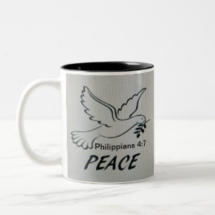 Friedens-Tauben-Tasse mit Schrift Zweifarbige Tasse