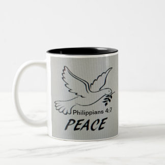 Friedens-Tauben-Tasse mit Schrift Zweifarbige Tasse