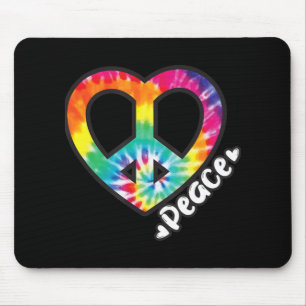 Friedens-Tie-Dye-Vintage-Herz-Hippie-Retro-Groovy Mousepad