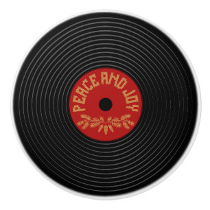 Friedens- und Freuden-Vinyl-Schallplattendesign Keramikknauf