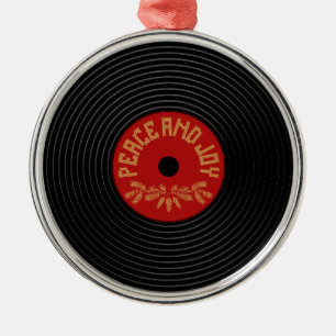 Friedens- und Freuden-Vinyl-Schallplattendesign Ornament Aus Metall