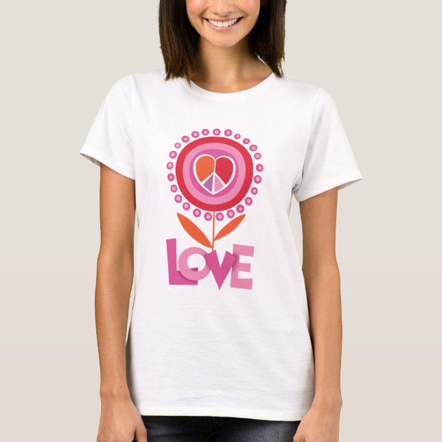 Friedens- und LIEBE-Blume T-Shirt (Vorderseite)