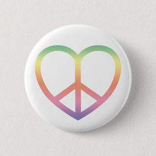 Friedens-und Liebe-Regenbogen-Herz-Knopf Button
