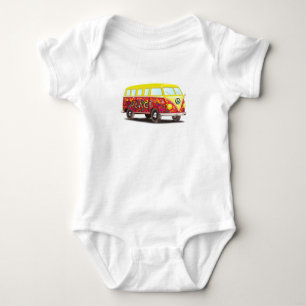 Friedens-und Liebehippy-Bus Baby Strampler