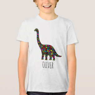Friedens- und Liebes-Dinosaurier-Silhouette Tri-Blend Shirt