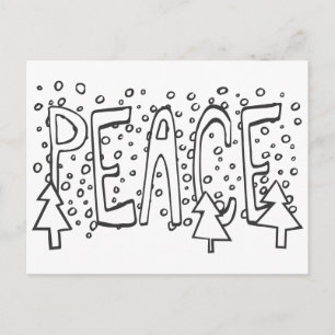 Friedens-Weihnachtskarte, Selbst-Ausmalen, Schneeb Postkarte